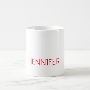 Taza De Café Profesional minimalista moderno nombre rojo blanco
