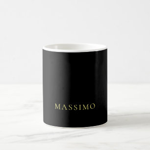 Taza De Café Profesional Minimalista Nombre Dorado y Negro
