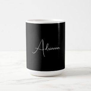 Taza De Café Profesional negro mano que escribe nombre retro