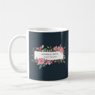 Taza De Café Profesor de danza floral personalizada