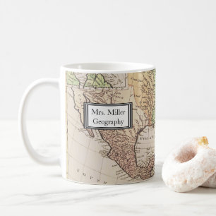 Taza De Café Profesor de Geografía del Mapa del Nuevo Mundo de 
