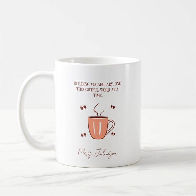 Taza De Café Profesor de inglés que construye vocabulario (Izquierda)