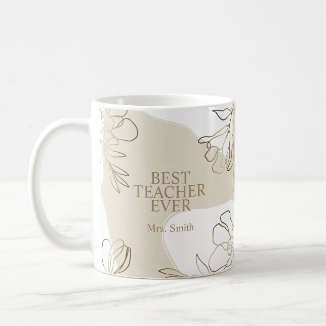 Taza De Café Profesor personalizado Floral Mug (Izquierda)