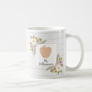 Taza De Café Profesor personalizado madera floral polvorienta