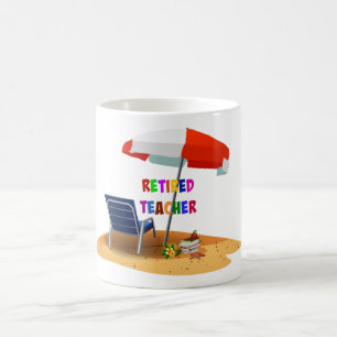 Taza De Café Profesor retirado, escena de playa (revisado)