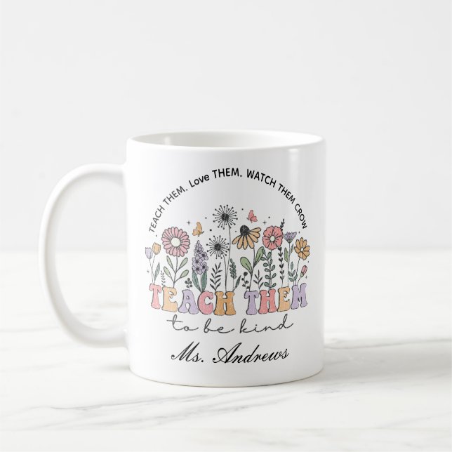 Taza De Café Profesor retro, enseñarles a ser amables (Izquierda)