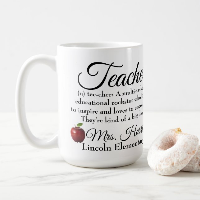 Taza De Café Profesor Rockstar personalizado (Con donut)