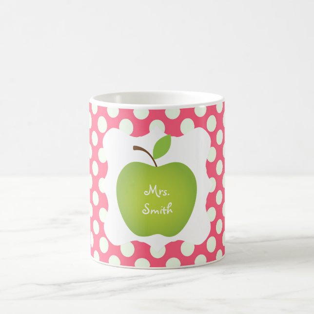 Taza De Café Profesor rosado de Apple del verde del lunar (Centro)