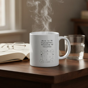 Taza De Café Profesor Superpoder Matemático Vocación y Pasión