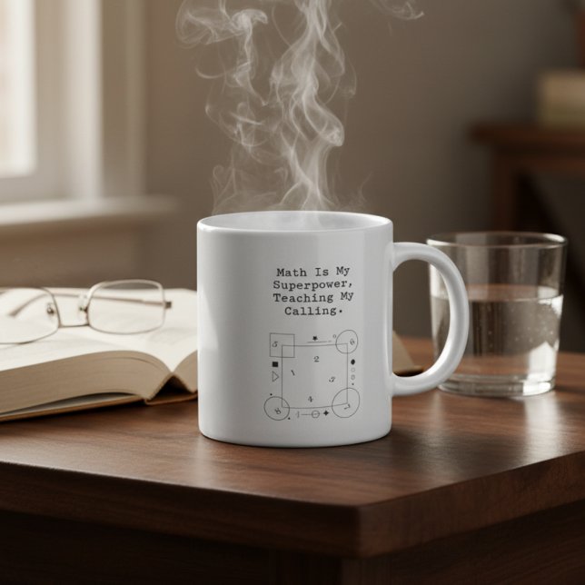 Taza De Café Profesor Superpoder Matemático | Vocación y Pasión (Subido por el creador)