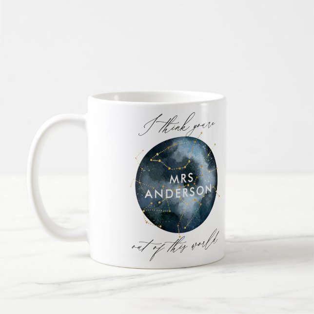 Taza De Café Profesora celestial de la estrella de la luna de c (Izquierda)