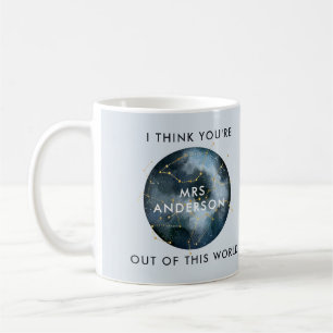 Taza De Café Profesora celestial de la estrella de la luna de c