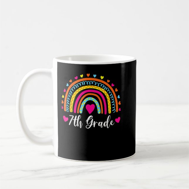 Taza De Café Profesora de 7º grado Grado Gracioso Arcoiris Love (Izquierda)