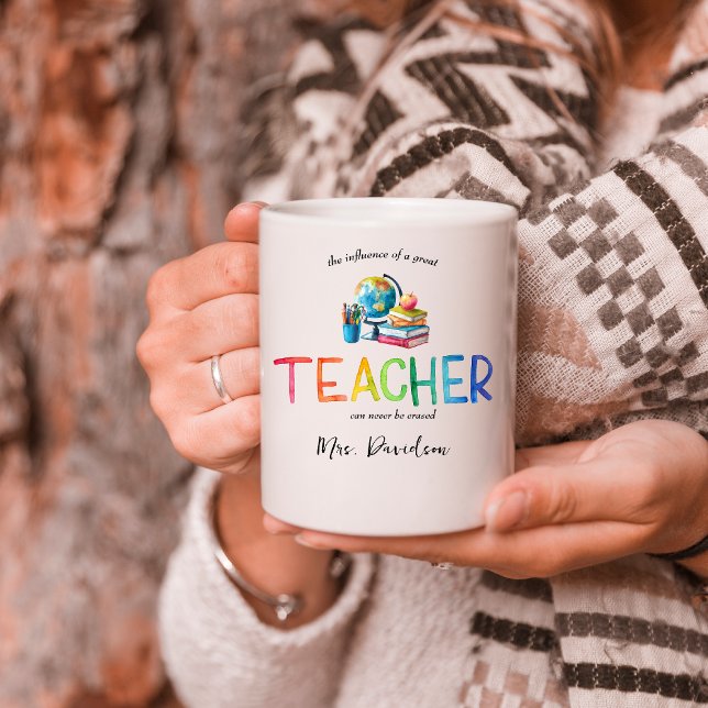 Taza De Café Profesora de acuarela moderna Arcoiris gracias (Subido por el creador)