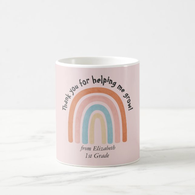 Taza De Café Profesora de acuarela moderna en arco iris gracias (Centro)