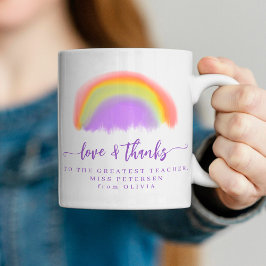 Taza De Café Profesora de arco iris acuático moderno gracias