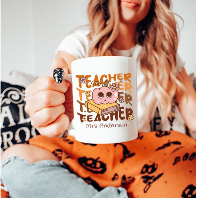 Taza De Café Profesora de Caída Retro personalizado - Calabaza  (Subido por el creador)