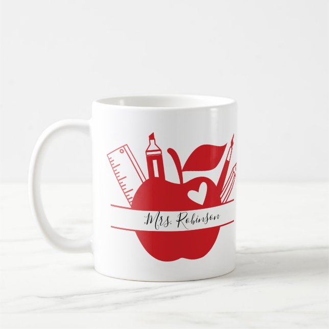 Taza De Café Profesora de escuela personalizada (Izquierda)
