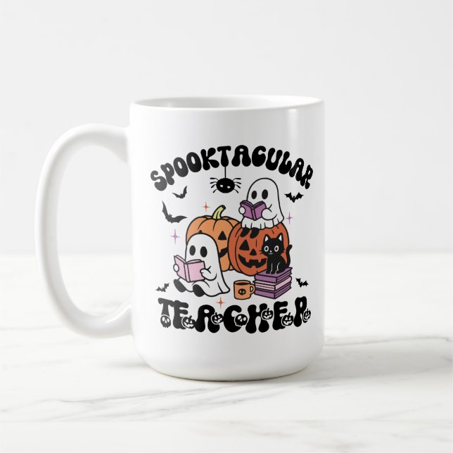 Taza De Café Profesora de Fantasma Cuta Maestra Halloween-Spook (Izquierda)