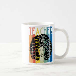 Taza De Café Profesora negra afro retro genial historia negra