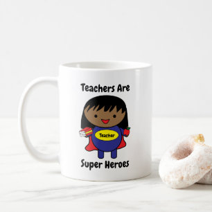 Taza De Café Profesora Super Hero Mujer Negra Personalizada