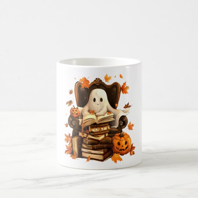 Taza De Café Profesores de Halloween de calabaza lectora de lib (Centro)