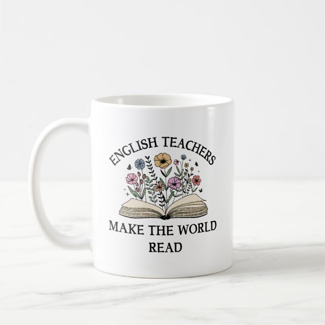 Taza De Café Profesores de inglés hacen que el mundo lea inglés (Izquierda)