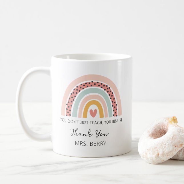 Taza De Café Profesores modernos del arco iris gracias (Con donut)