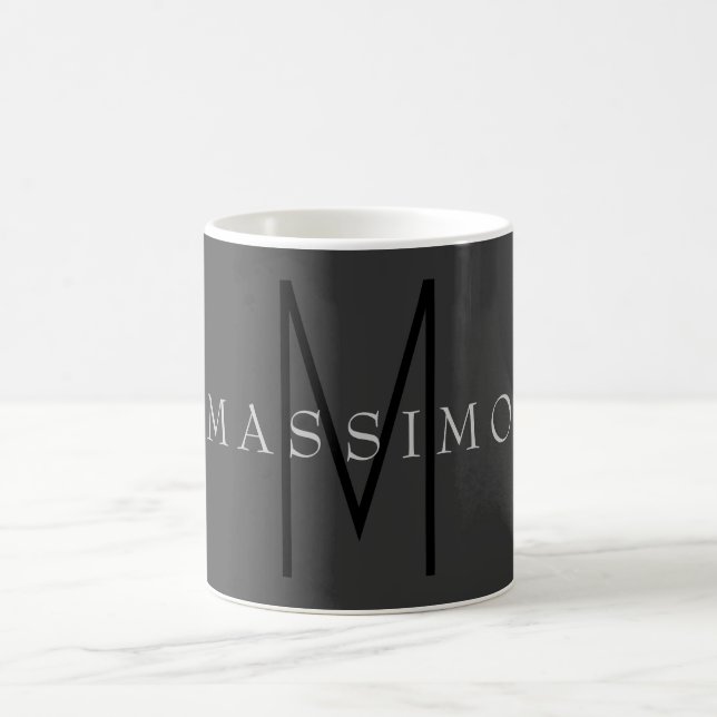 Taza De Café Professional Black Monogram Gray Your Name (Centro)