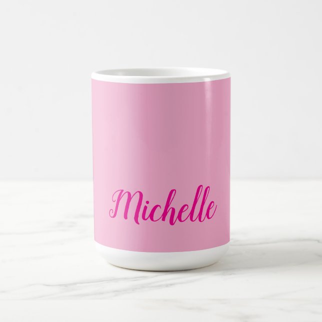 Taza De Café Professional modern handwriting name pink white (Centro)