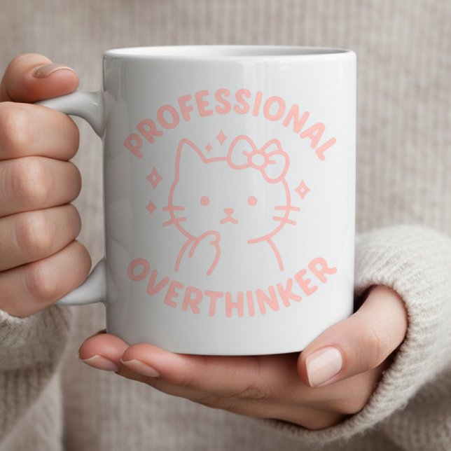 Taza De Café Professional Overthinker Funny Cat Overthinking  (Subido por el creador)