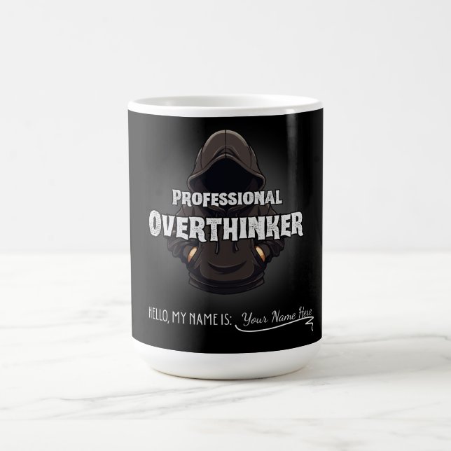 Taza De Café Professional Overthinker Funny Custom Name Mug (Centro)