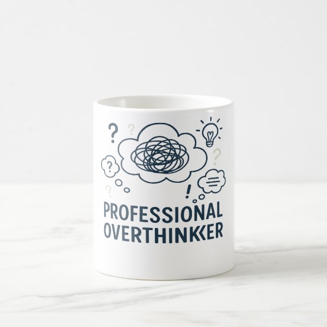 Taza De Café Professional overthinker- Funny Mind Doodle design (Centro)