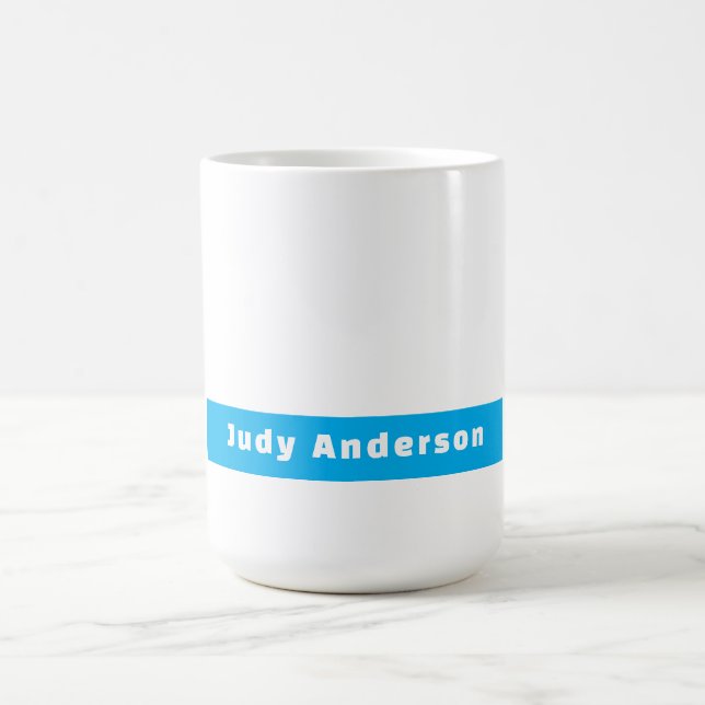 Taza De Café Professional Plain Modern Elegant Name Blue White (Centro)