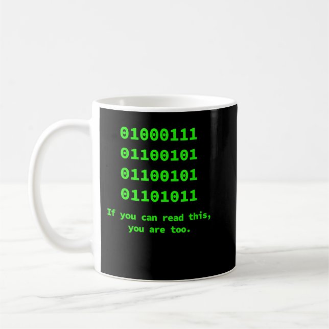 Taza De Café Programador de código binario de computadora, inge (Izquierda)