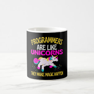 Taza De Café Programador Unicorn , Magníficos programadores uni