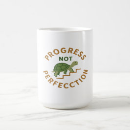 Taza De Café Progreso no Perfección - Tortuga Motivacional Ador