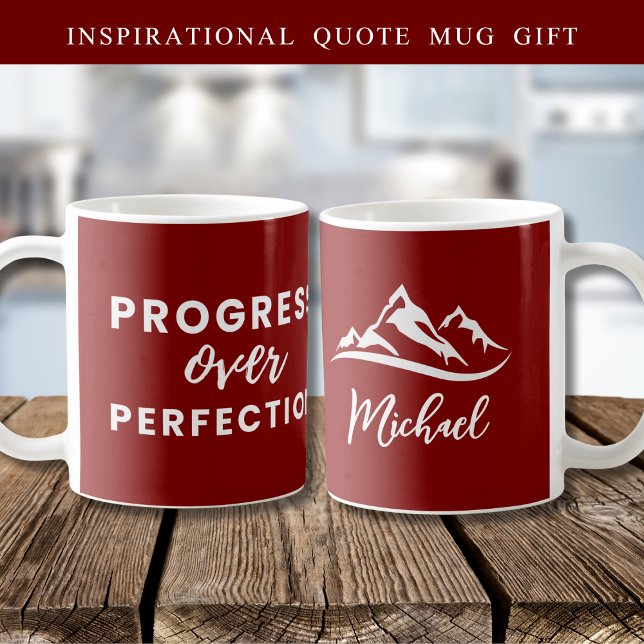 Taza De Café Progreso personalizado sobre la cita de la perfecc (Subido por el creador)