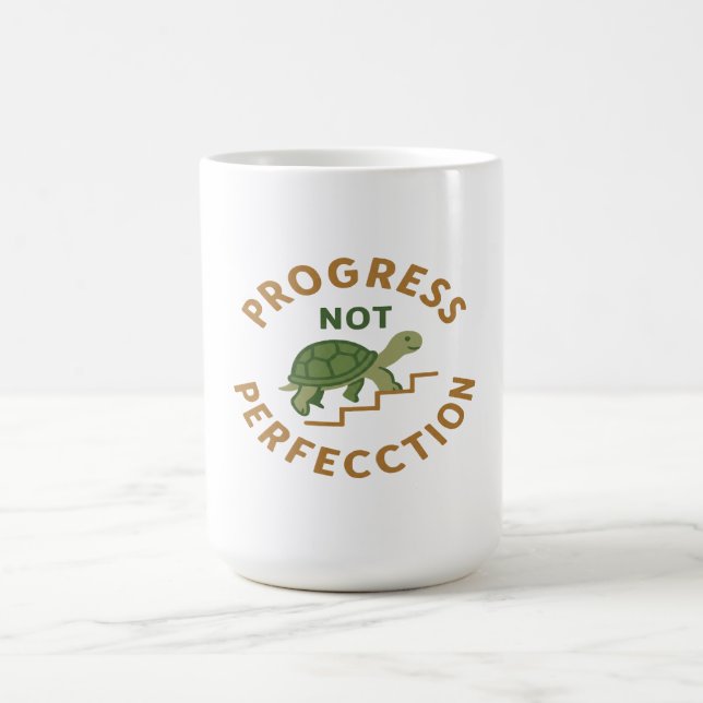 Taza De Café Progress not Perfection - Cute Turtle Motivational (Centro)