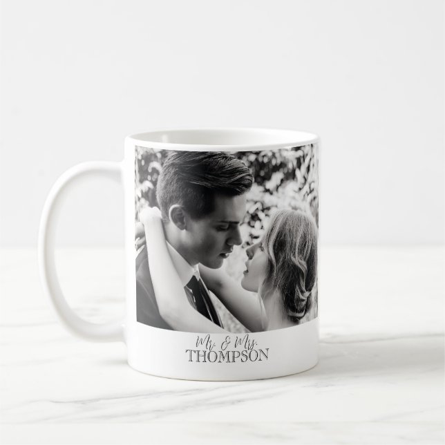 Taza De Café Promesas de Boda Foto Sr y Sra Personalizado (Izquierda)