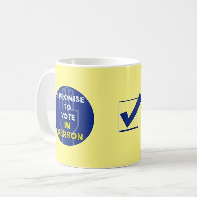 Taza De Café PROMETO VOTAR EN PERSONA (amarillo) (Anverso izquierdo)
