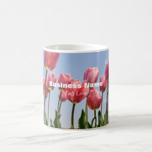 Taza De Café Promo tarjeta de presentación Mug Tulipanes rosado