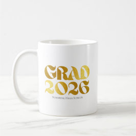 Taza De Café Promoción de 2026 Tipografía Negra y Dorada