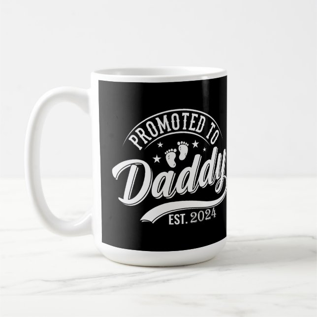 Taza De Café Promocionado a Daddy 2024 Funny para nuevo papá (Izquierda)