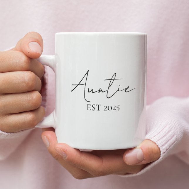 Taza De Café Promocionado a la tía EST 2025 | Tía nueva (Subido por el creador)