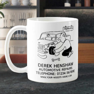 Taza de café promocional de reparaciones automotri