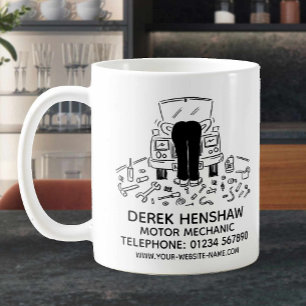 Taza de café promocional para mecánico de motores