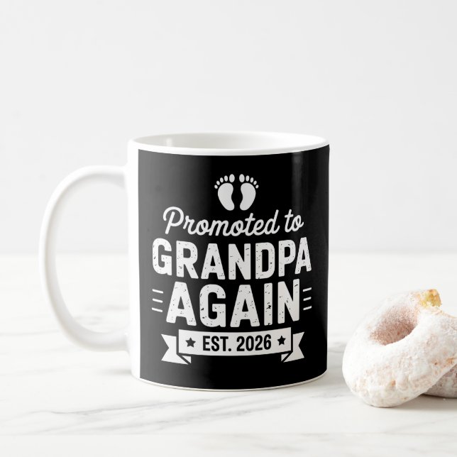 Taza De Café Promoted To Be Grandpa Again Est 2026 Soon Family (Con donut)