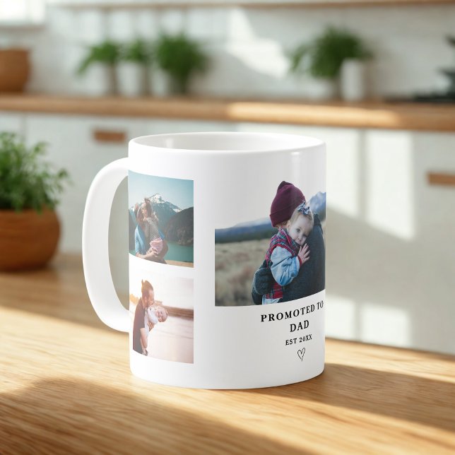 Taza De Café Promoted to Dad Photo Collage – Personalized  (Subido por el creador)