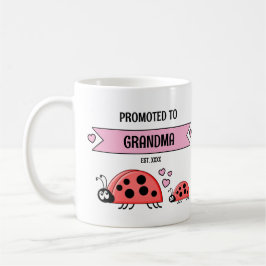 Taza De Café Promoted to grandma ladybugs pink
